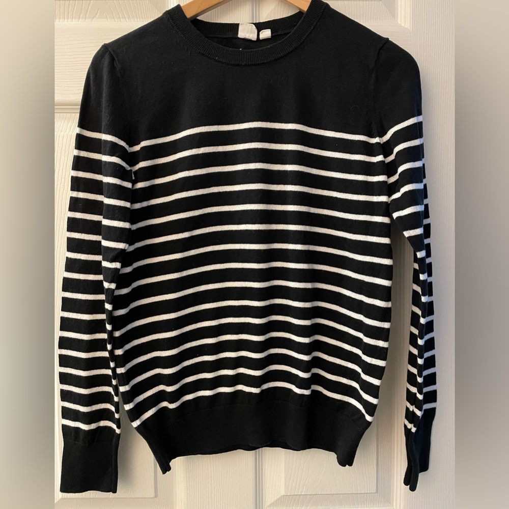 Black & White Striped Crewneck Sweater